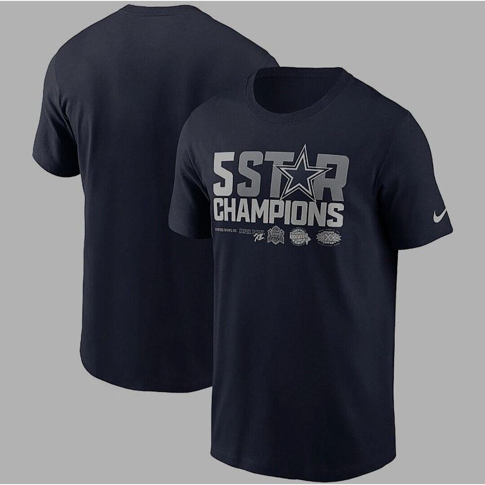 Nike Essential Dallas Cowboys NFL 5 STAR Super Bowl Champions Athletic T-Shirt M